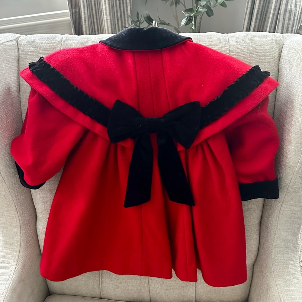 Vintage Wool Rothschild 2T Velvet Detailed Pleated Coat Union Tag USA